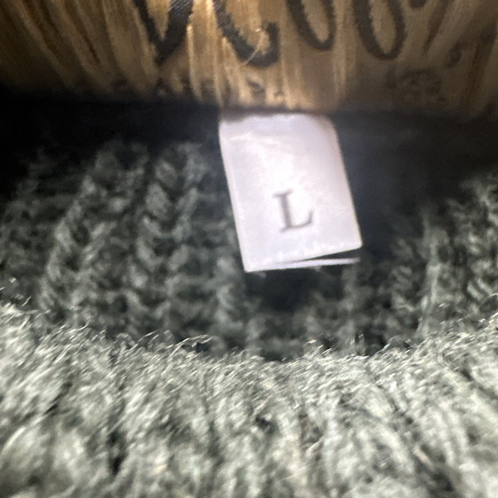 Niffi Made In England Ribbed Knit Sweater Olive Suede Elbow Shoulder Patches L - Picture 2 of 8